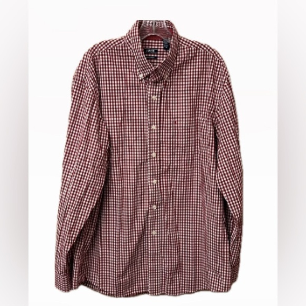 Izod Maroon and White Long Sleeve Button Down Shirt Size XLT